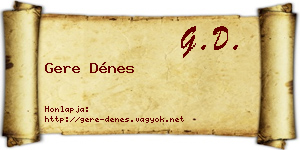 Gere Dénes névjegykártya